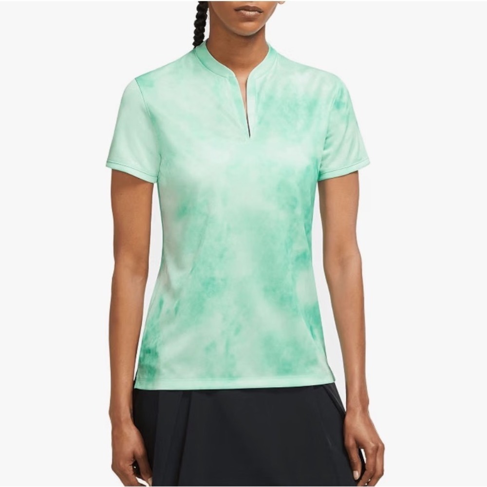 Nike Dri-FIT Womens Golf Polo Shirt Mint Green Tie Dye DH2451-379 Size M NWT